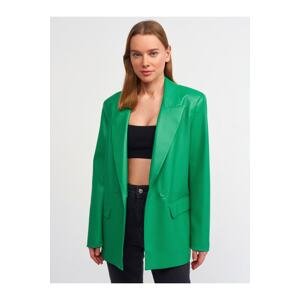 Dilvin 6939 Faux Leather Jacket-green