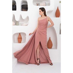 Carmen Powder Satin One-Shoulder Long Evening Dress