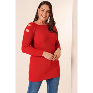 By Saygı Off-the-Shoulder Plus Size Sports Tunic Sweater