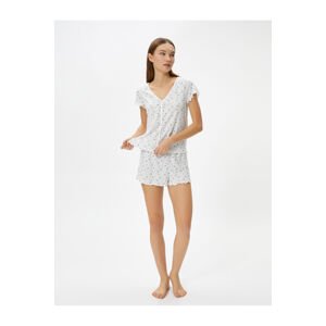 Koton Shorts Pajama Set Short Sleeve V-Neck Buttoned