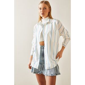 XHAN Blue Striped Oversize Shirt