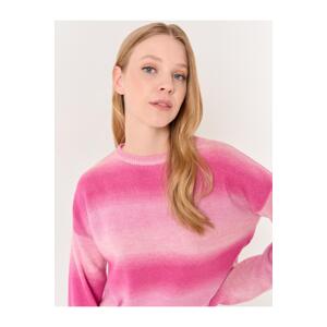 Jimmy Key Pink Long Sleeve Crew Neck Color Block Sweater