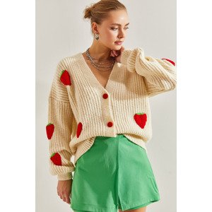 Bianco Lucci Women's Strawberry Buttoned Knitwear Cardigan