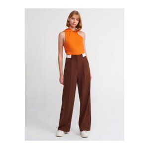 Dilvin 71219 Curved Belt Trousers-Brown