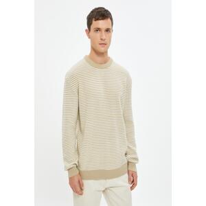 Koton Men's Beige Striped Sweater