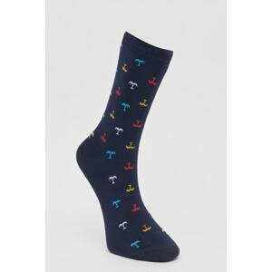 ALTINYILDIZ CLASSICS Men's Navy Blue Patterned Navy Blue Cotton Casual Socks