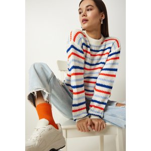 Happiness İstanbul Women's Ecru Striped Knitwear Sweater