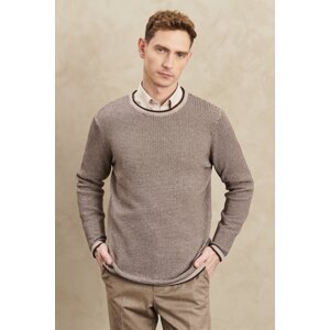 AC&Co / Altınyıldız Classics Men's Beige-brown Recycle Standard Fit Regular Fit Crew Neck Knitwear Sweater