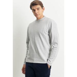 AC&Co / Altınyıldız Classics Men's Gray Melange Standard Fit Regular Cut 100% Cotton Half Turtleneck Soft Knitwear Sweater