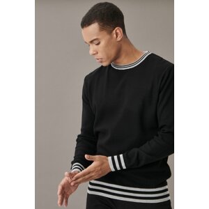 AC&Co / Altınyıldız Classics Men's Black Standard Fit Crew Neck Rice Knit Patterned Knitwear Sweater