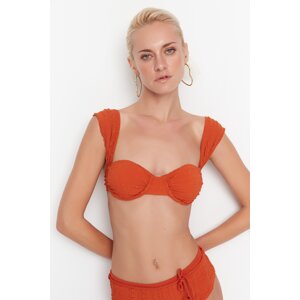 Trendyol Brown Textured Bikini Top