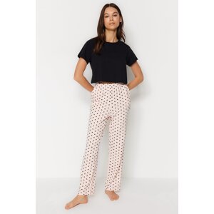 Trendyol Powder-Multicolor Polka Dot Cotton Knitted Pajama Bottoms