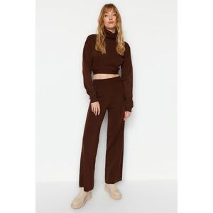 Trendyol Brown Tie Detailed Sweater Trousers Knitwear Top and Bottom Set