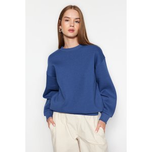 Trendyol Indigo Thick Inside Fleece Regular/Normal Fit Crew Neck Basic Knitted Sweatshirt
