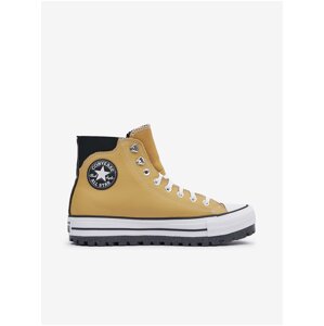 Hořčicové pánské kožené kotníkové tenisky Converse Chuck Taylor All Star City Trek