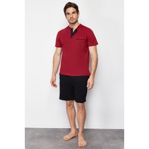 Trendyol Claret Red Knitted Pajama Set with Shorts