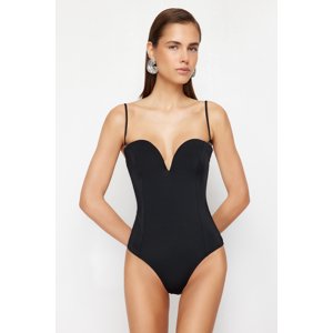 Trendyol Black Balcony V-String Regular Swimsuit