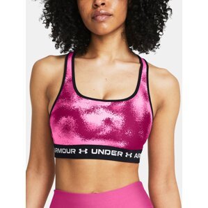 Tmavě růžová dámská sportovní podprsenka Under Armour Crossback Mid Print-PNK