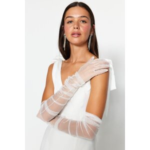 Trendyol Ecru Sheer Tulle Bridal Wedding Gloves