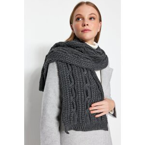 Trendyol Anthracite Knit Detailed Knitwear Scarf