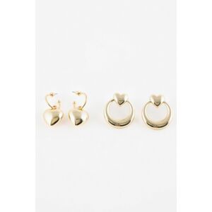 DEFACTO Women's Set of 2 Heart Gold Earrings