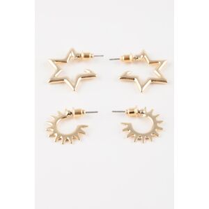 DEFACTO Woman's 2-Star Detailed Gold Earrings