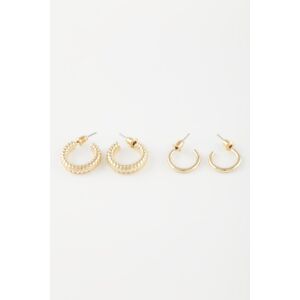 DEFACTO Women's 2-Piece Gold Hoop Earrings