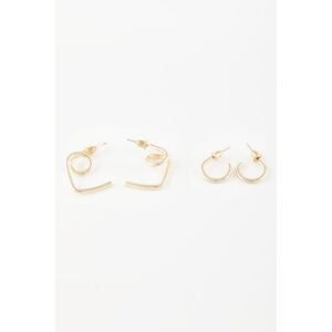 DEFACTO Women's 2-Piece Gold Earrings