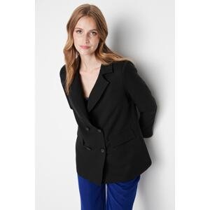 Trendyol Black Regular Lined Blazer with Buttons