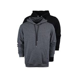 Trendyol Men's Black-Anthracite Regular Hooded Long Sleeve Sweatshirt