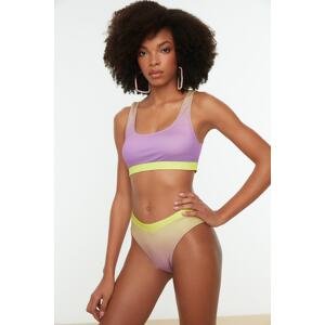 Trendyol Lilac Gradient Patterned V-Cut Bikini Bottoms