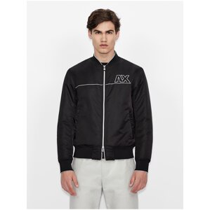 ARMANI EXCHANGE Černý pánský koženkový bomber s povrchovou úpravou Armani Exchan - Pánské