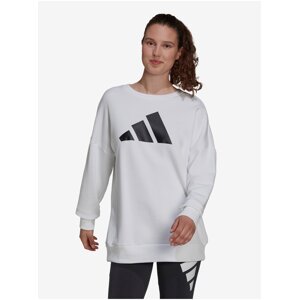 Bílá dámská mikina s potiskem adidas Performance W FI 3B CREW - Dámské