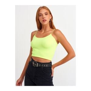 Dilvin 3528 Elastic Crop Top-neon Yellow