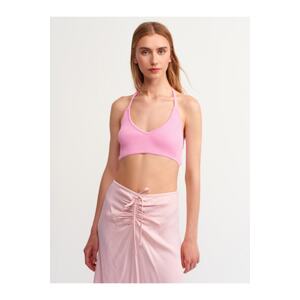 Dilvin 1061 Lace-Up Back Knitwear Bra-Pink