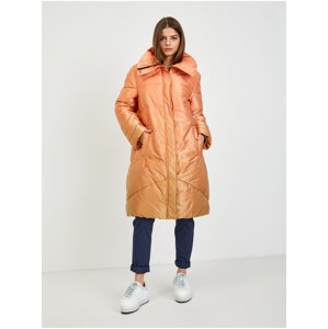 Oranžový dámský prošívaný zimní kabát Guess Ophelie - Dámské