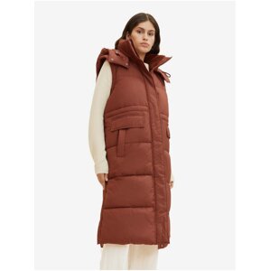 Tom Tailor Hnědý dámský prošívaný zimní kabát s odepínacími rukávy a kapucí To - Dámské