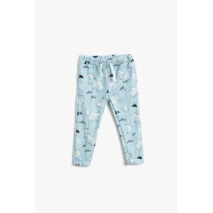 Koton Soft Textured Polar Bear Printed Jogger Sweatpants With Pockets Tie Waist.