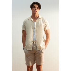 Trendyol Beige Men's Regular Fit, Textured Summer Shirt