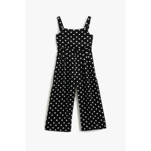 Koton Girl's Strappy Wide Leg Polka Dot Jumpsuit with Front Tie 3skg40016aw