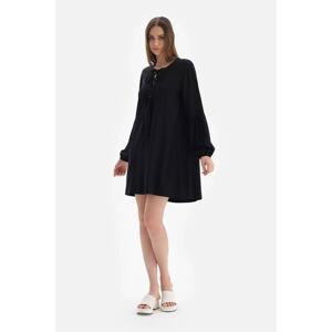 Dagi Black Front Lace Viscose Dress