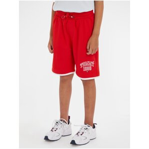 Červené klučičí kraťasy Tommy Hilfiger Tommy Varsity Sweatshorts TOMMY - Kluci