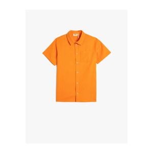 Koton Linen Shirt Short Sleeve Pocket Detailed