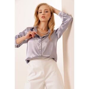 Bigdart 3964 Lightly Flowy Satin Shirt - Lilac