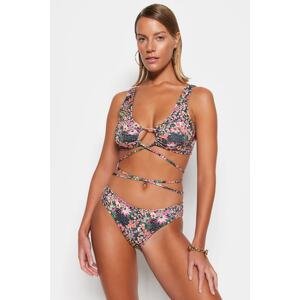 Trendyol Floral Patterned Regular Leg Bikini Bottom