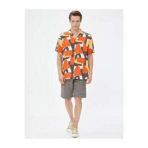 Koton Short Sleeve Shirt with Turndown Collar Abstract Print