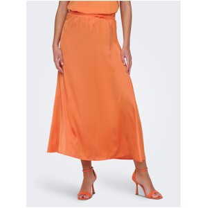 Oranžová dámská saténová maxi sukně JDY Fifi - Dámské