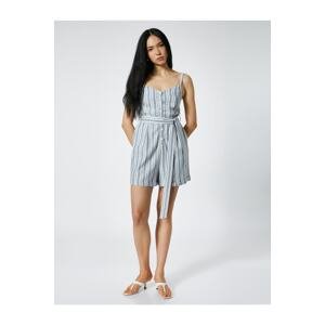 Koton Linen Blend Jumpsuit with Shorts Strap Belted