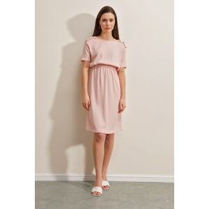 Bigdart 2375 Button Detailed Knitted Dress - Powder