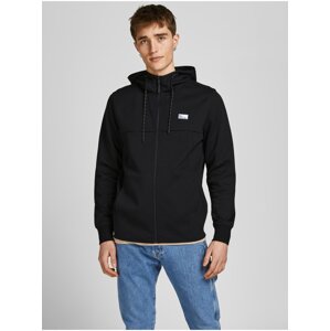 Černá pánská mikina  na zip s kapucí Jack & Jones Air - Pánské